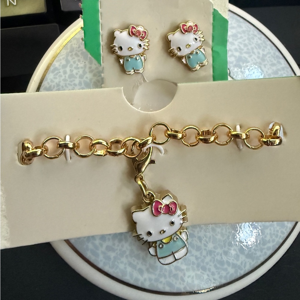 Hello Kitty Charm Bracelet & Earring Set